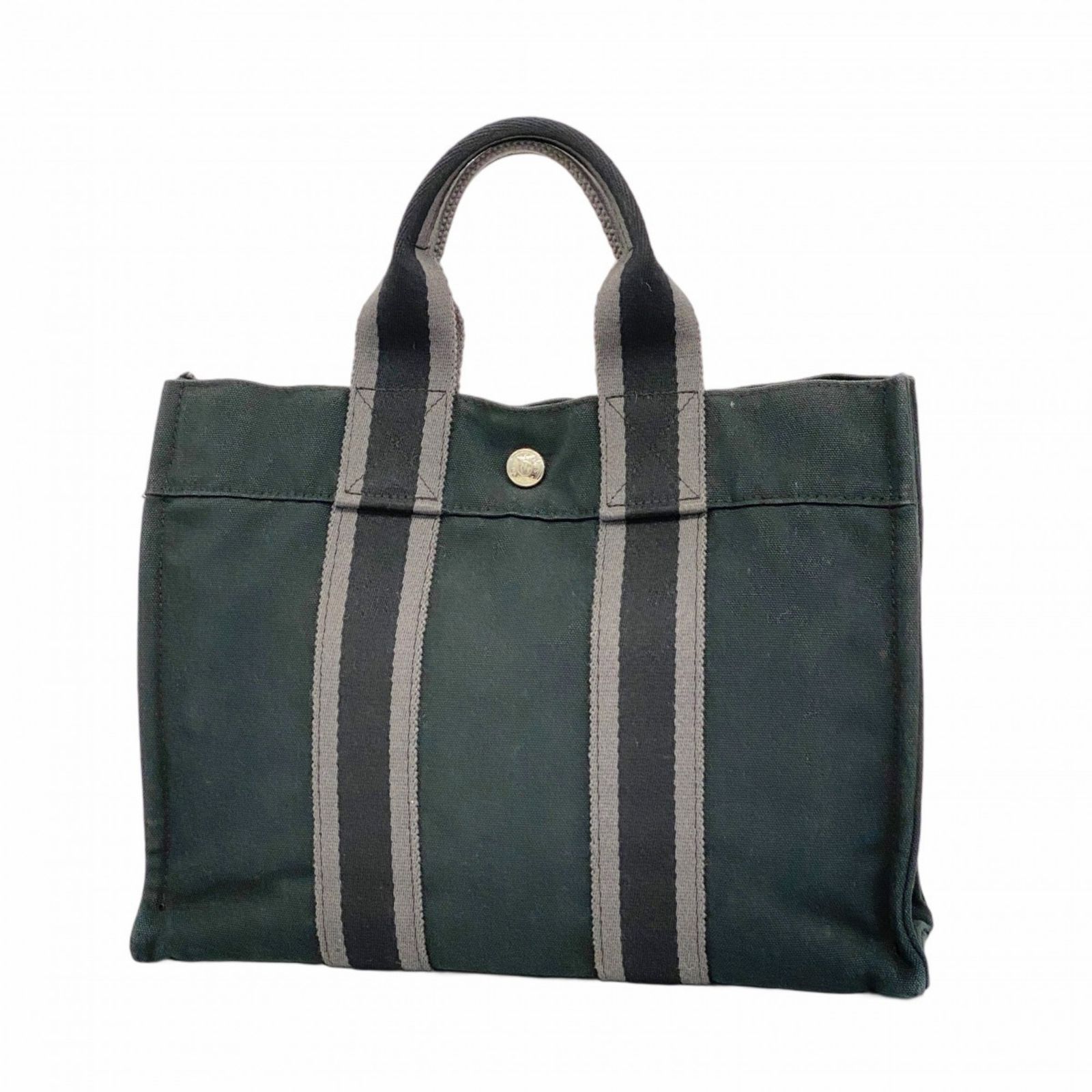 エルメス(Hermes) エルメス ハンドバッグ フールトゥPM キャンバス ブラック レディース