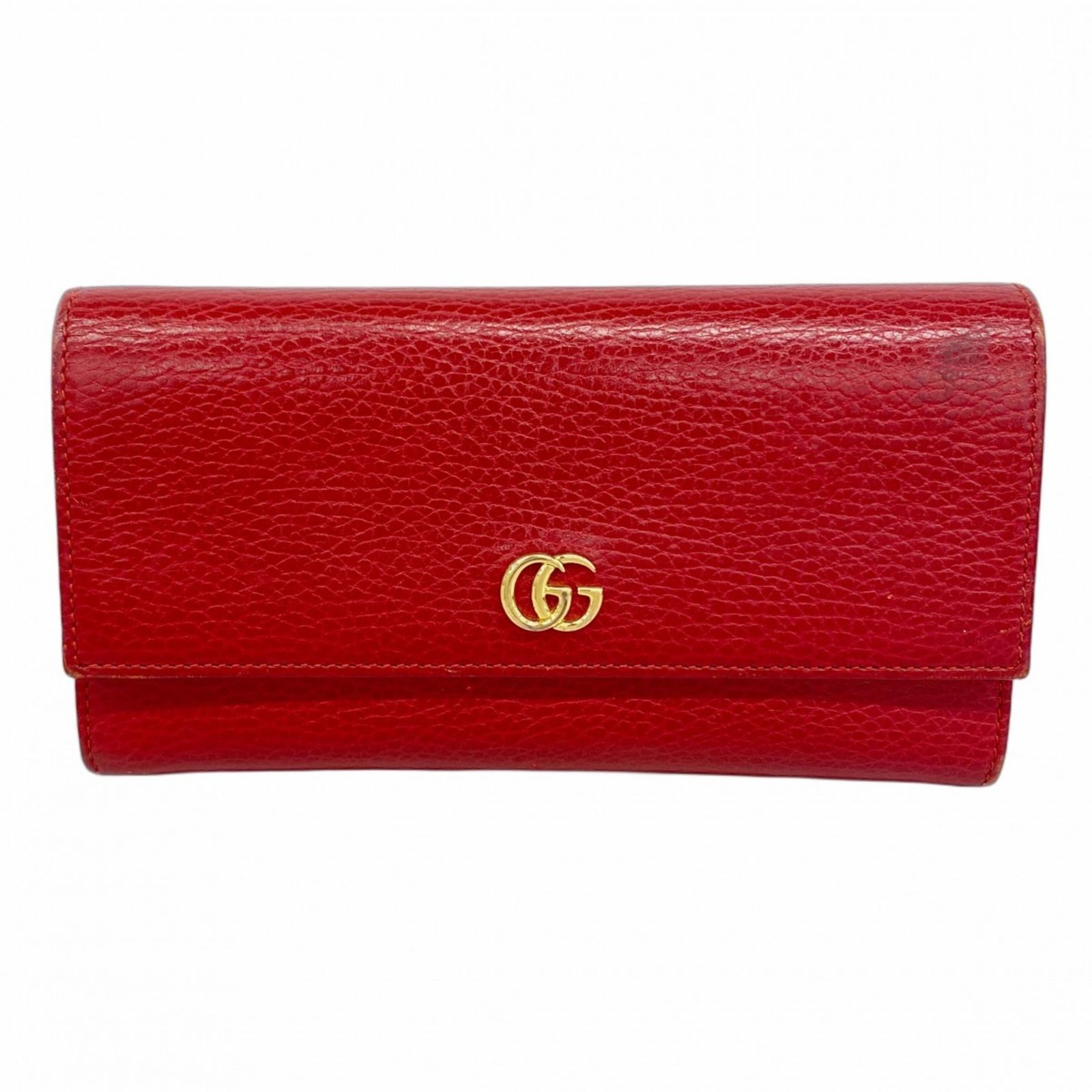 グッチ Gucci グッチ 長財布 GGマーモント 456116 レザー レッド レディース