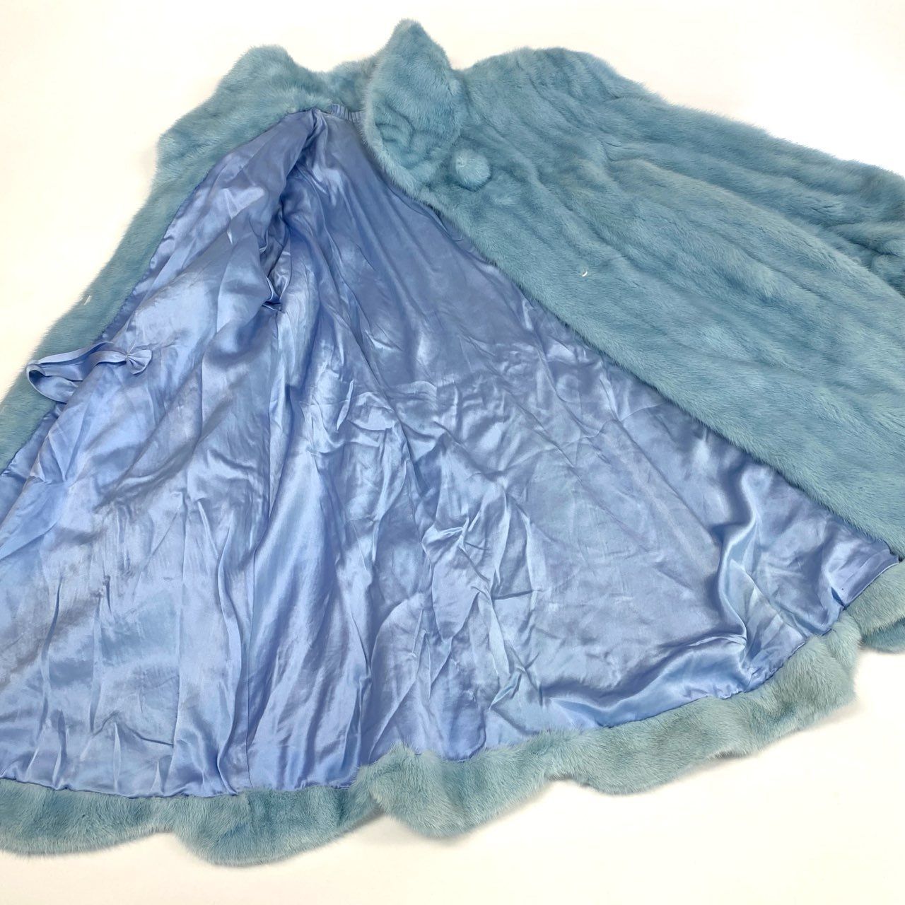 9k2 超 最 毛皮 ミンク ロングコート 96cm ライトブルー 水色 裾ウェーブ リアルファー MINK FUR 毛並み 毛質 t18r GULLKHAN_COM
