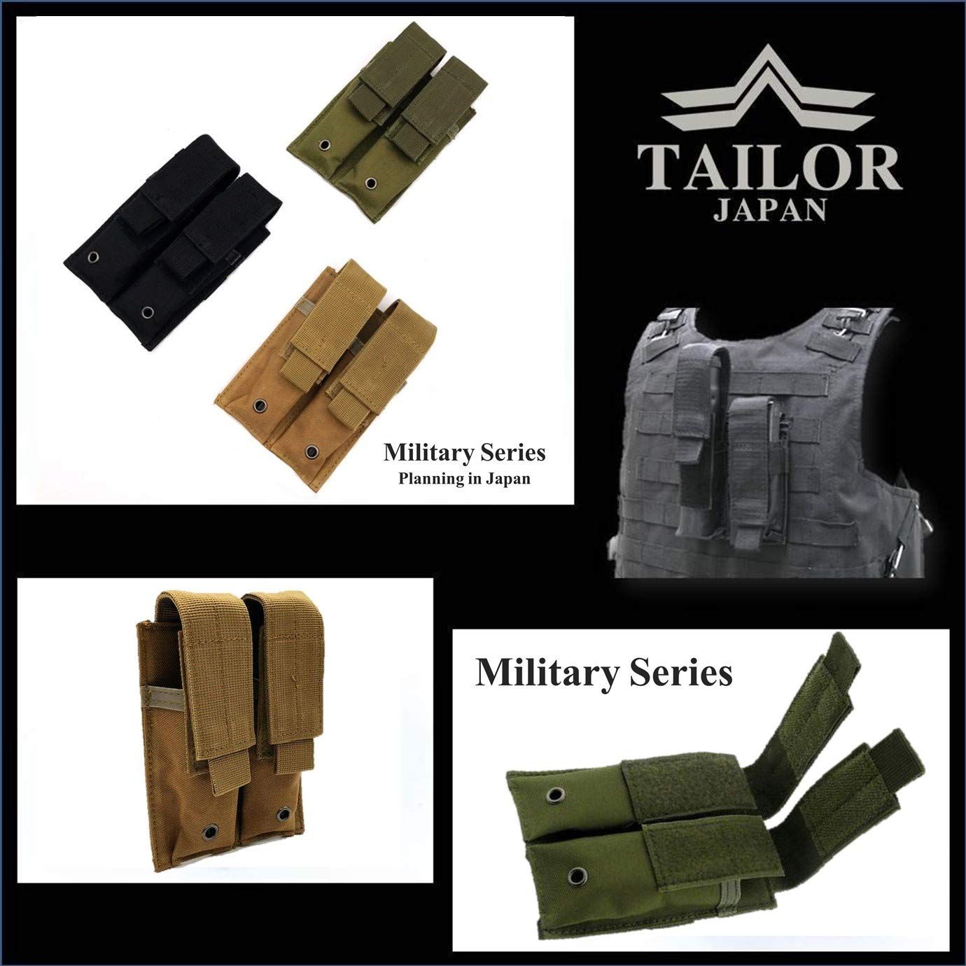 Amazon.co.jp: 【TAILOR JAPAN】マガジンポーチ マグポーチ サバゲー ライフル ハンドガン 5.56mm 9mm  オープントップ ダブルマガジンポーチ モール対応 M4 AK48 多種の形状に対応 黒 Black (ブラック) : ファッション 【TAILOR JAPAN】サバゲー マガジンポーチ ハンドガン ダブル マグポーチ 小物入れ モール 強化ナイロン (ブラウン)