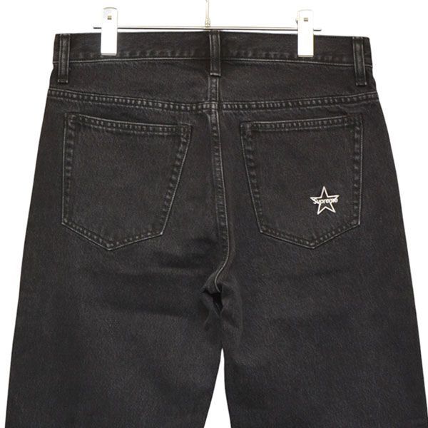  Supreme シュプリーム Regular Jean スター刺繍ブラックデニムパンツ ストレートデニム デニム ジーンズ
