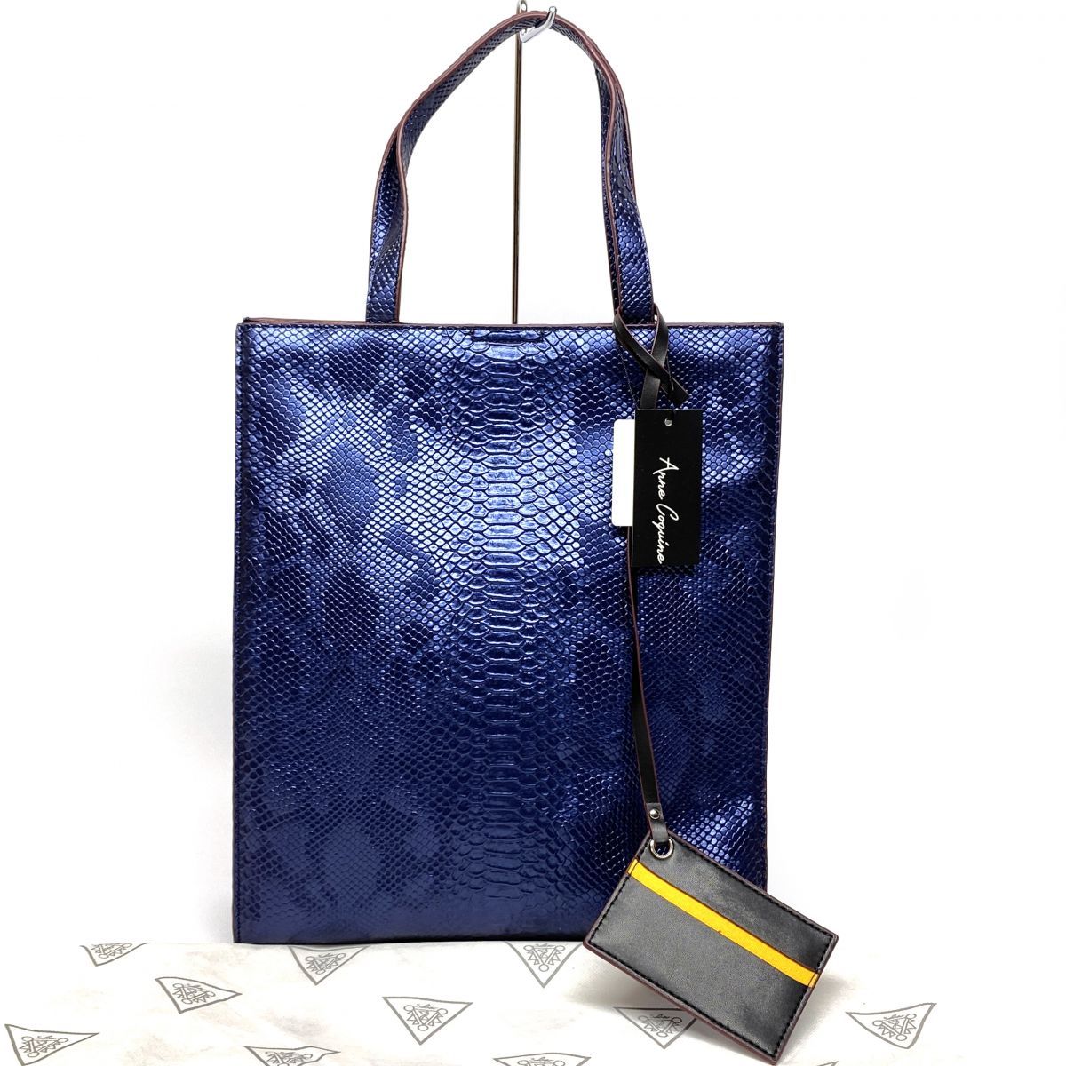 Anne Coquine アンコキーヌ パイソン柄 トートバック ブルー系 津山店