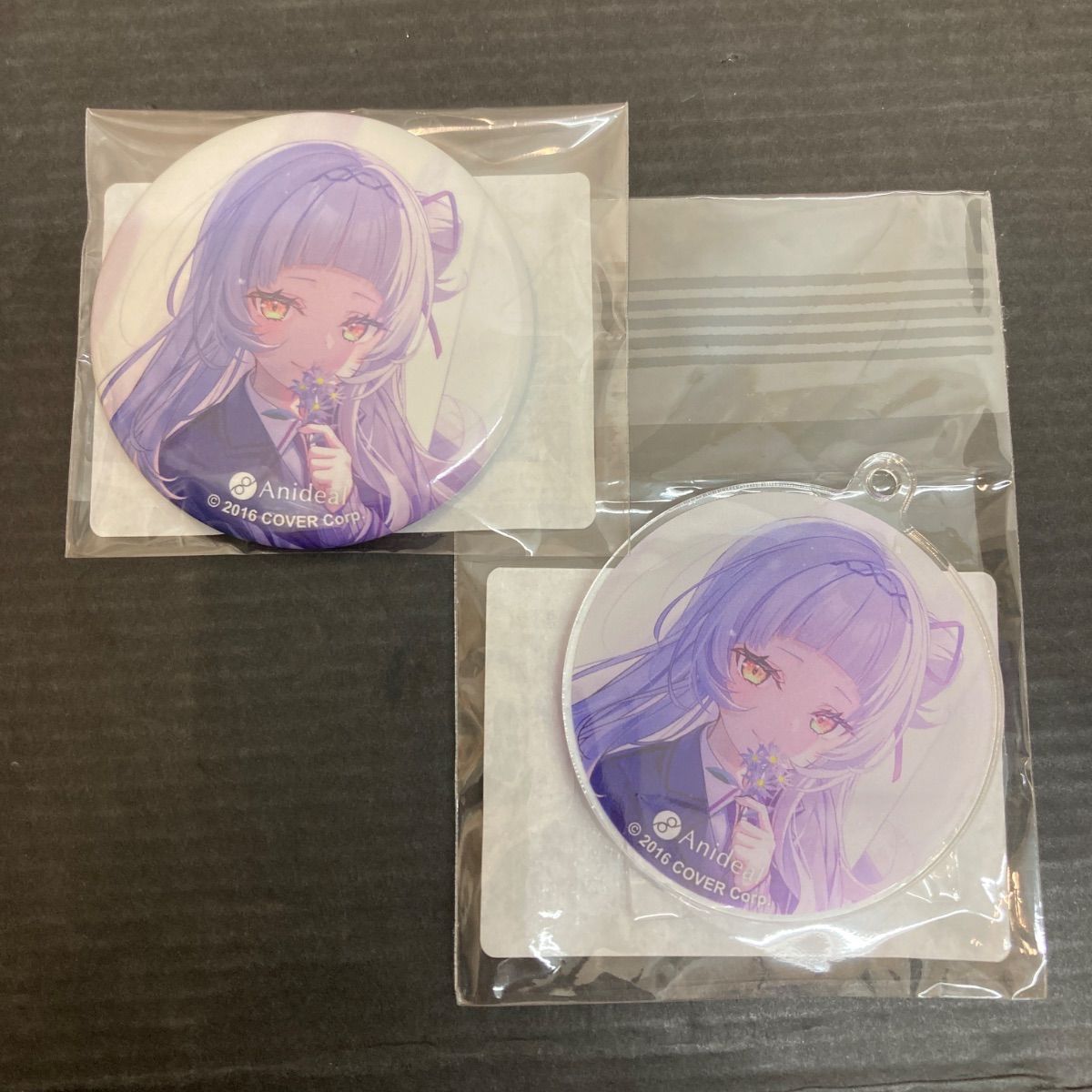 広店2種 紫咲シオン Anideal 缶バッジ アクリルキーホルダー