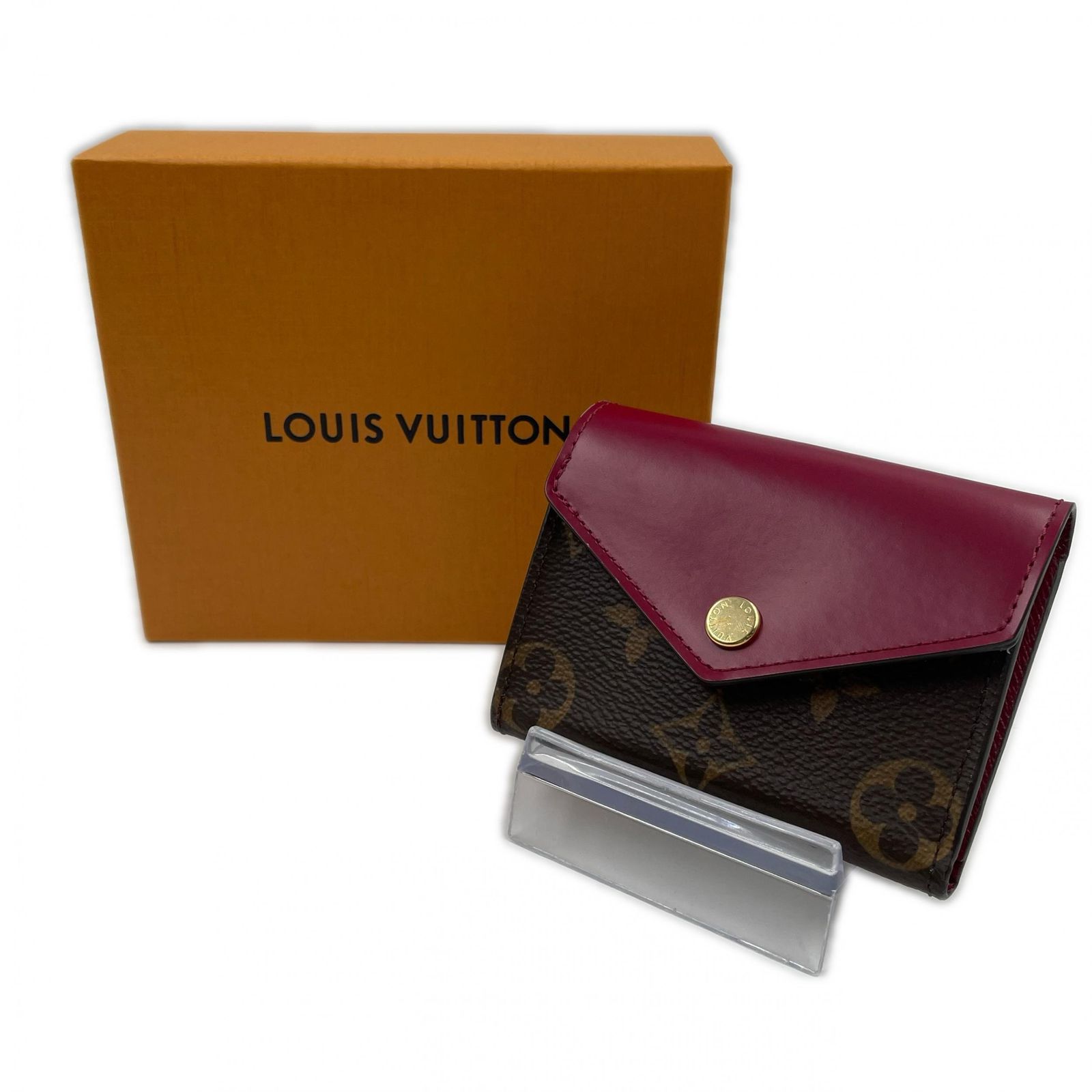 LOUIS VUITTON ルイ ヴィトン モノグラム三つ折り財布 レディース レザー ブラウン ボルドー