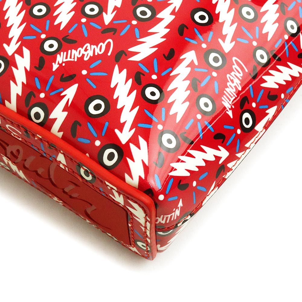 （未使用　展示品）クリスチャンルブタン Christian Louboutin Cabata N/S カバタ ミニ ギンザナ 2WAY ショルダー ハンドバッグ 斜め掛け パテントレザー レッド シルバー金具 クリスチャンルブタン Cabata N/S カバタ ミニ ギンザナ 2WAY