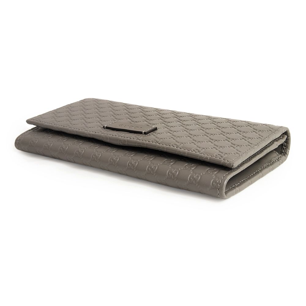  グッチ 二つ折り長財布 マイクログッチシマレザー グレー ゴールド金具 449396 GUCCI 長財布 小物