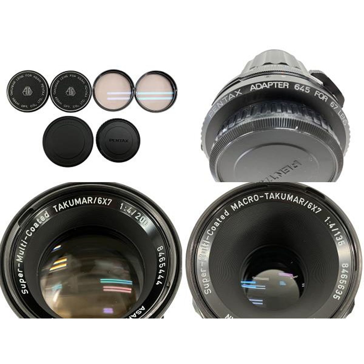 Pentax 6 7 後期 木製グリップ付 TAKUMAR X 200 mm F 4 135 レンズセット 中判フィルム カメラ