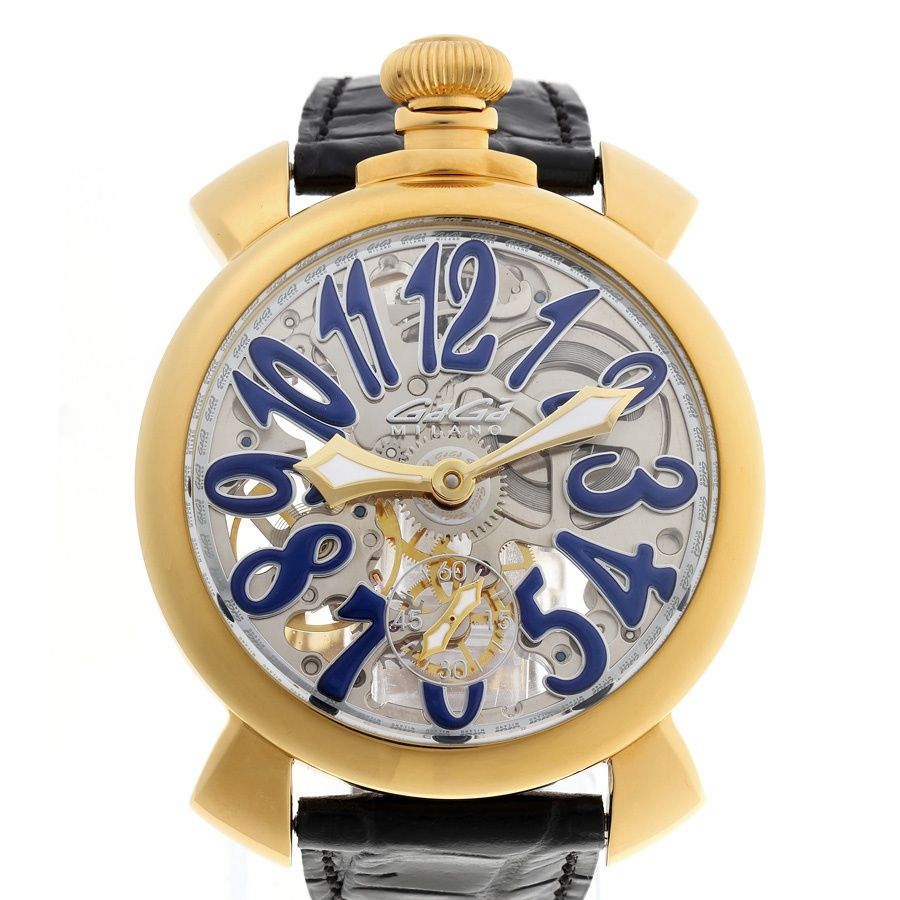 ガガミラノ GaGa MILANO マヌアーレ48 シルバー ブルー 手巻き スケルトン 商品番号 A-159164
