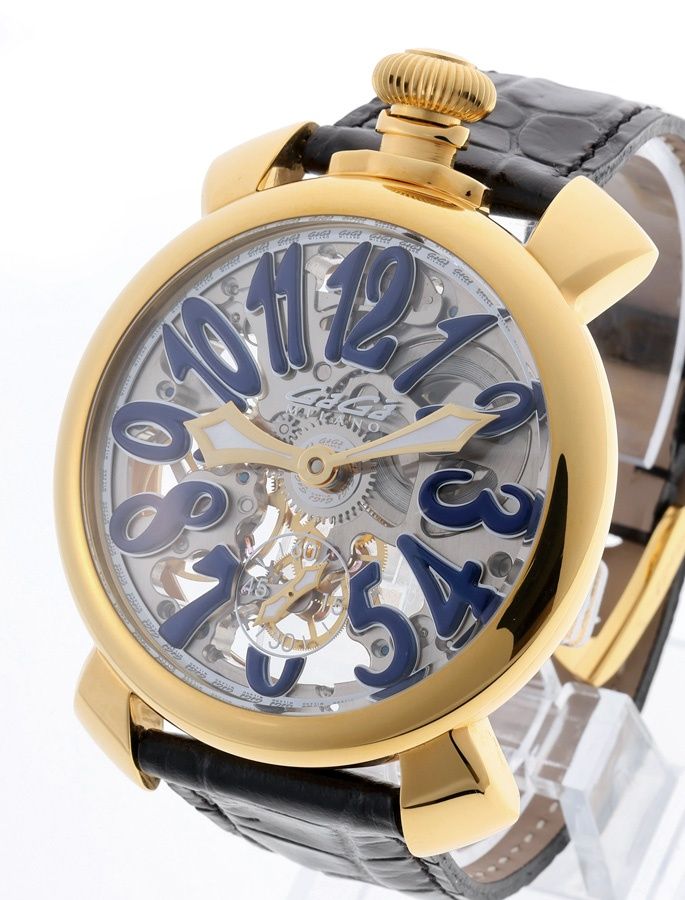 ガガミラノ GaGa MILANO マヌアーレ48 シルバー ブルー 手巻き スケルトン 商品番号 A 159164