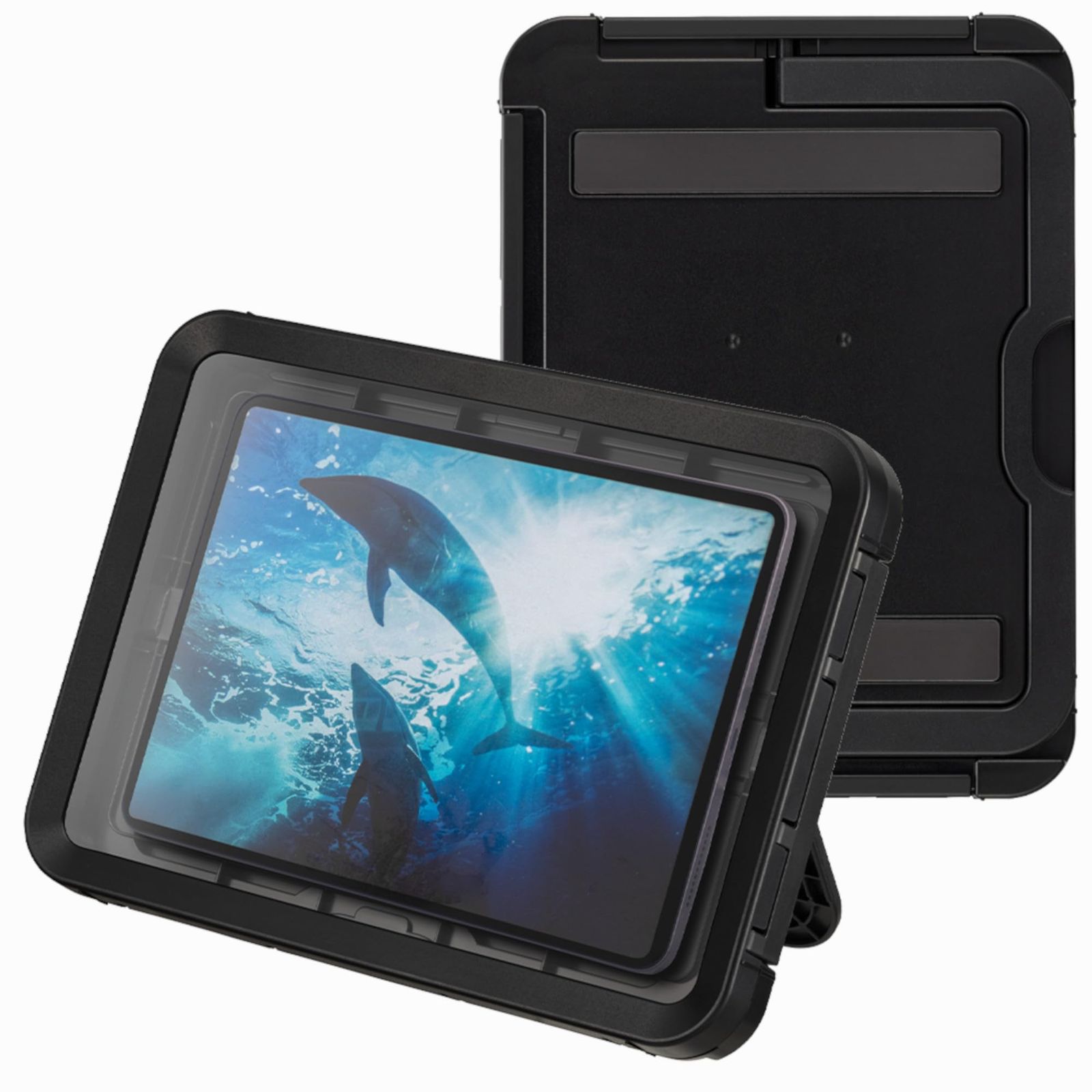 リズム(RHYTHM) タブレット 防水ケース 【 日本製 】 防水 IPX7 相当 お風呂 OK 角度調節可能な収納 スタンド ・ 壁掛け 背面 マグネット 黒色 23.7x32.2x3.2cm Made in Japan「MAGCASE T」 9YY019