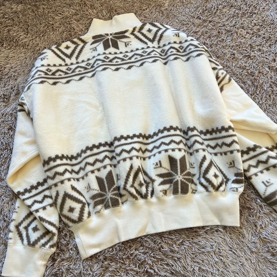 POLO RALPH LAUREN ノルディック柄 ハーフジップ フリース トレーナー M アイボリー×ブラウン 上品デザイン Re Wear シェノン GULLKHAN_COM