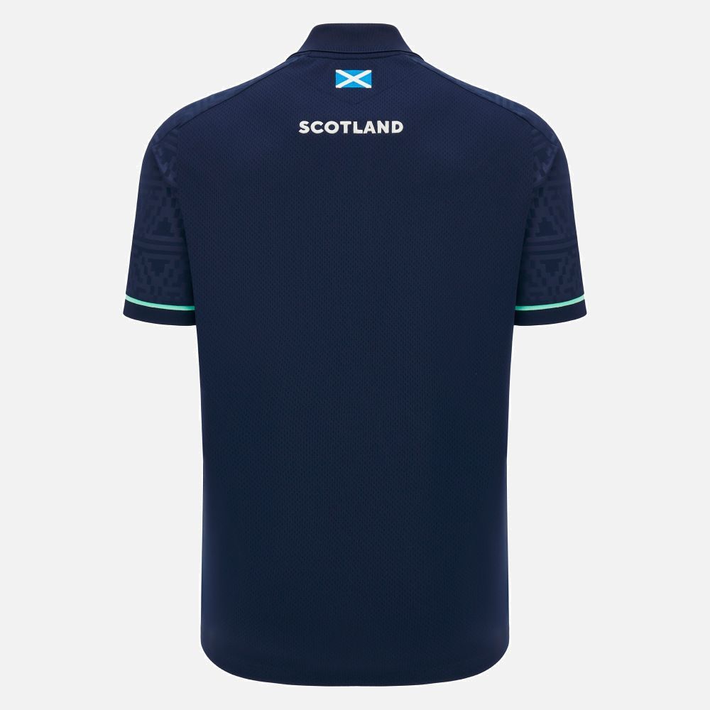 マクロン S ラグビー スコットランド代表 2025 スリムフィット ポロシャツ 紺 ネイビー 緑 グリーン モデル 日本未発売