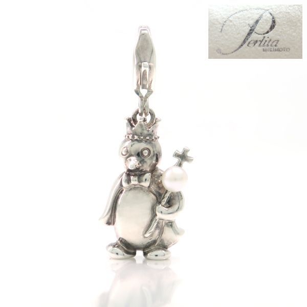 Perlita MIKIMOTO ペンダント チャーム SILVER ペンギン パール 3.4mm シルバー トップ ミキモト ペルリータ Mii 質屋-11402