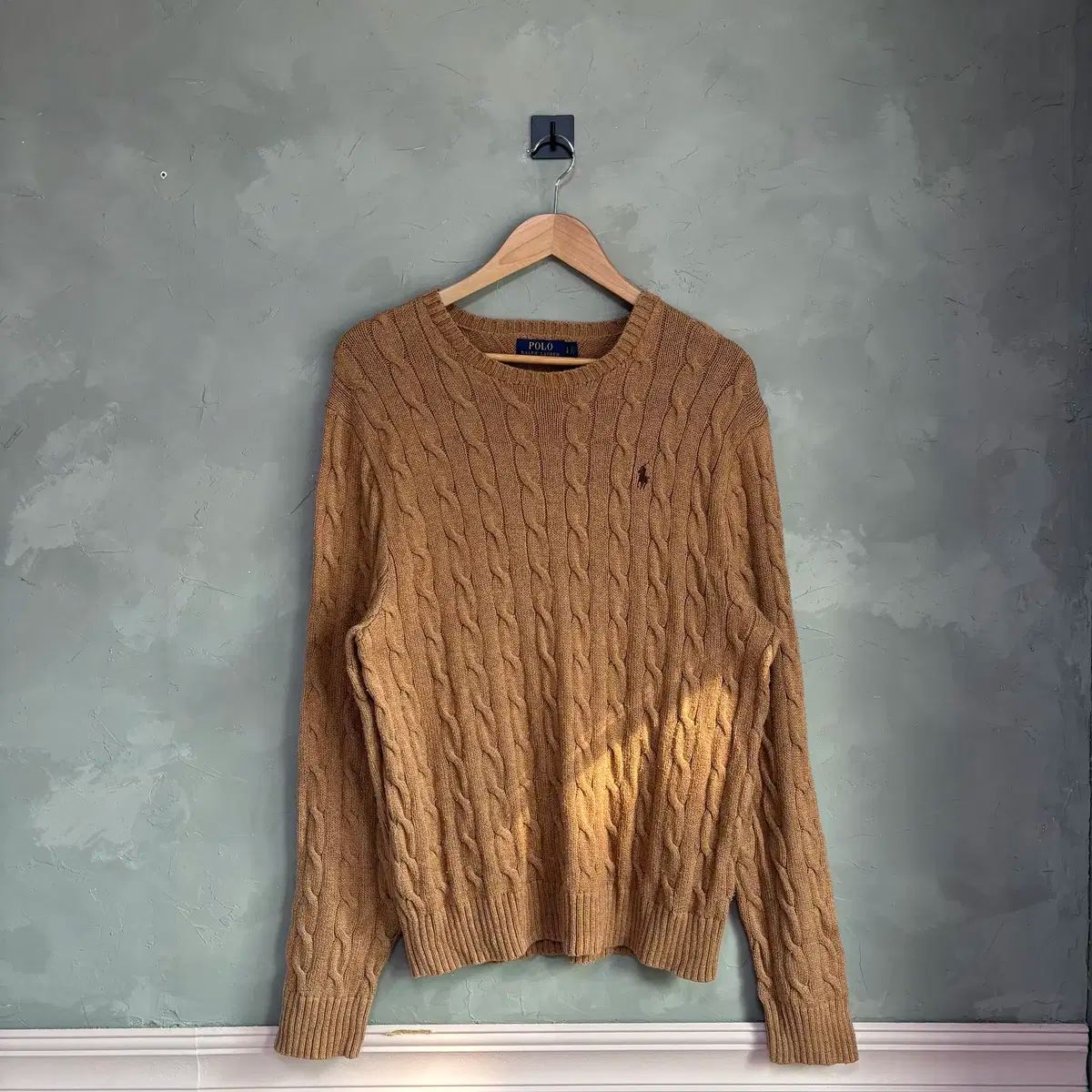ポロラルフローレン ケーブル編みニット キャメル ブラウン