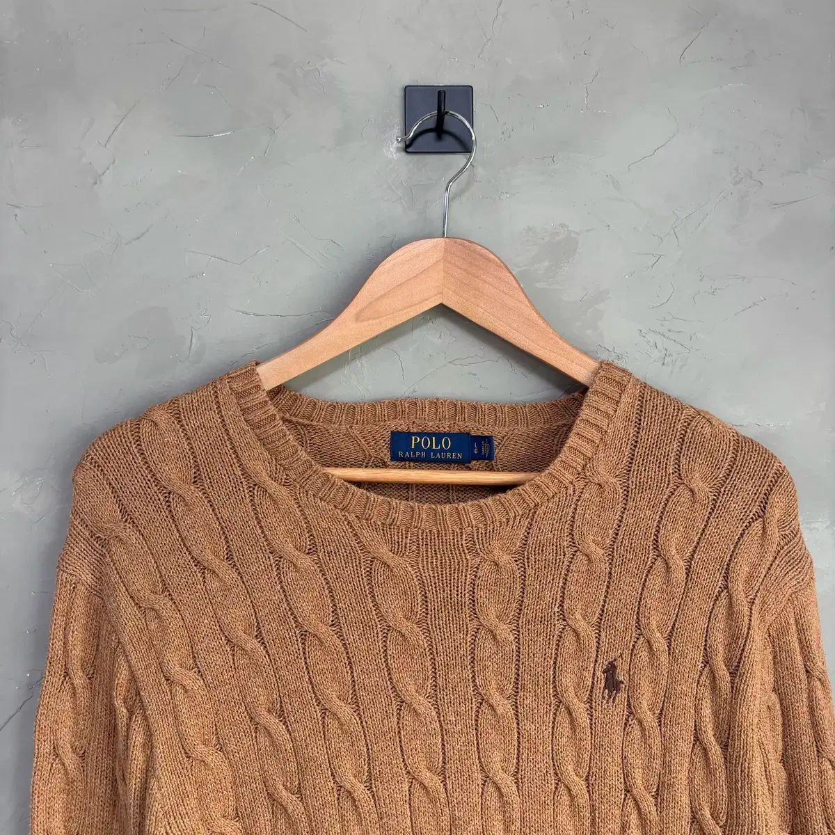 ポロラルフローレン ケーブル編みニット キャメル ブラウン