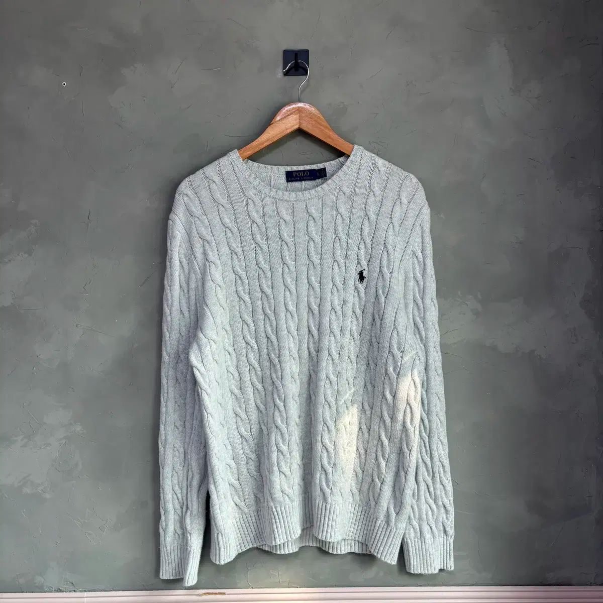 ポロ ラルフローレン ケーブル編み ニット ライト グレー