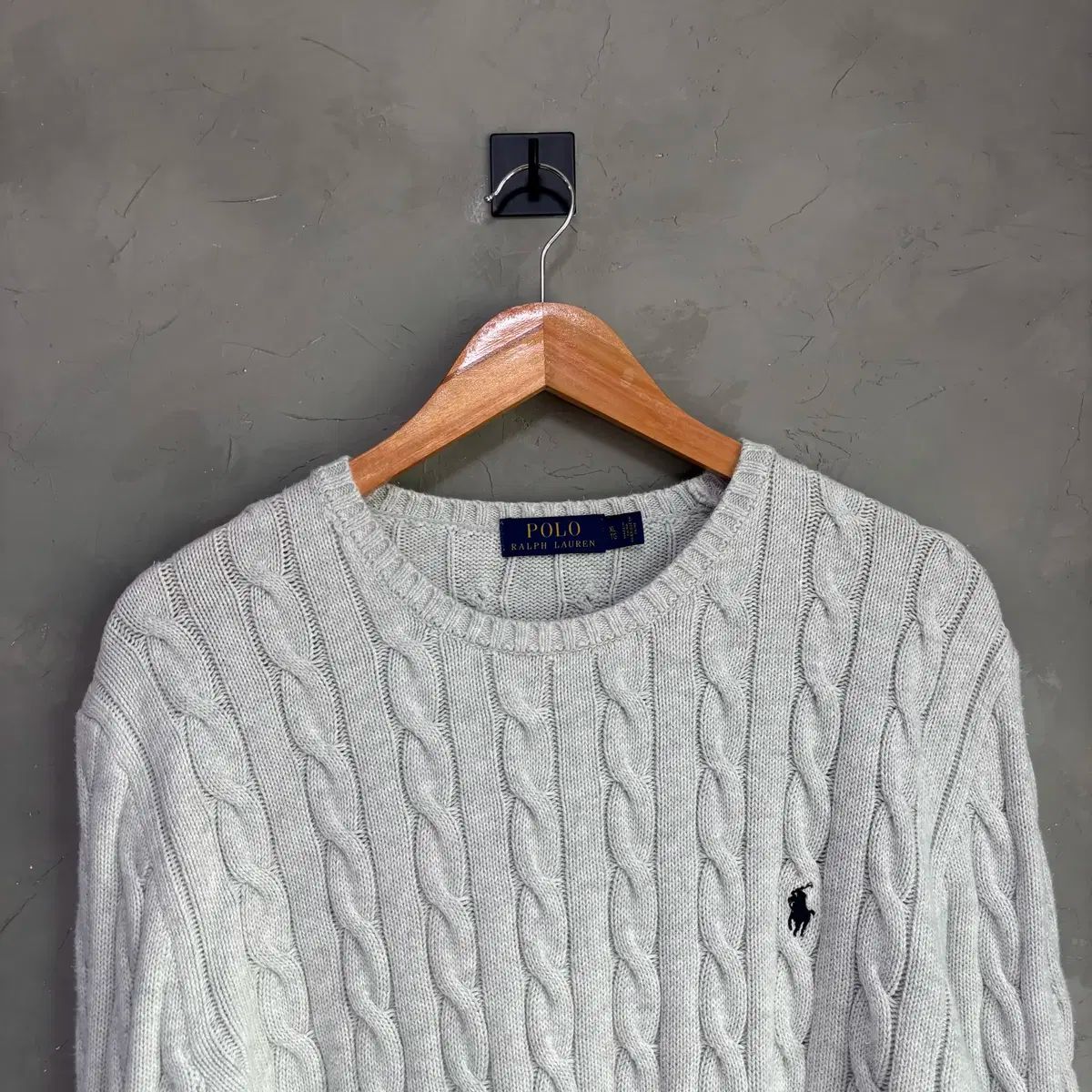 ポロ ラルフローレン ケーブル編み ニット ライト グレー