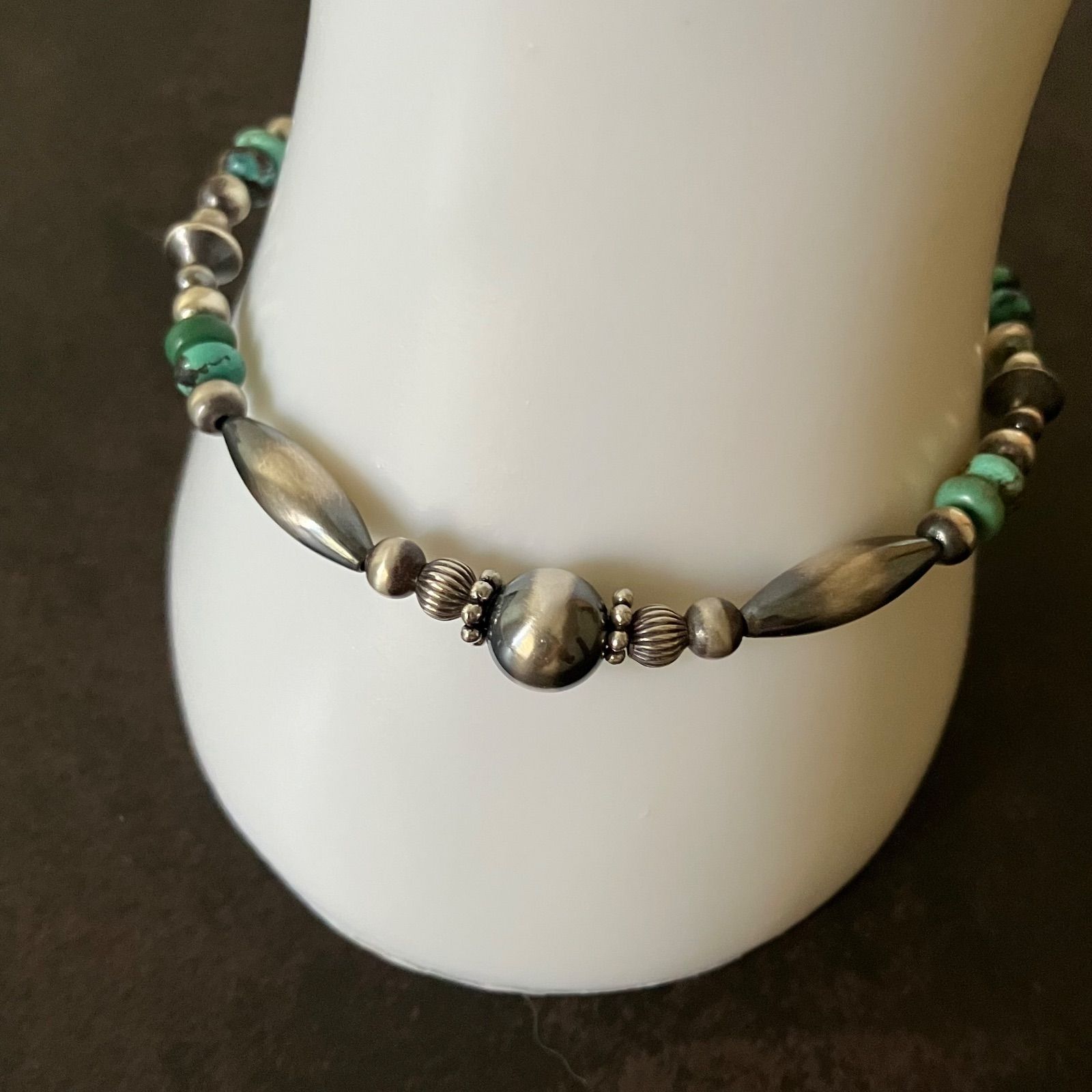 silver925ナバホパール×天然ターコイズのブレスレット19.5cmメンズlfcc-