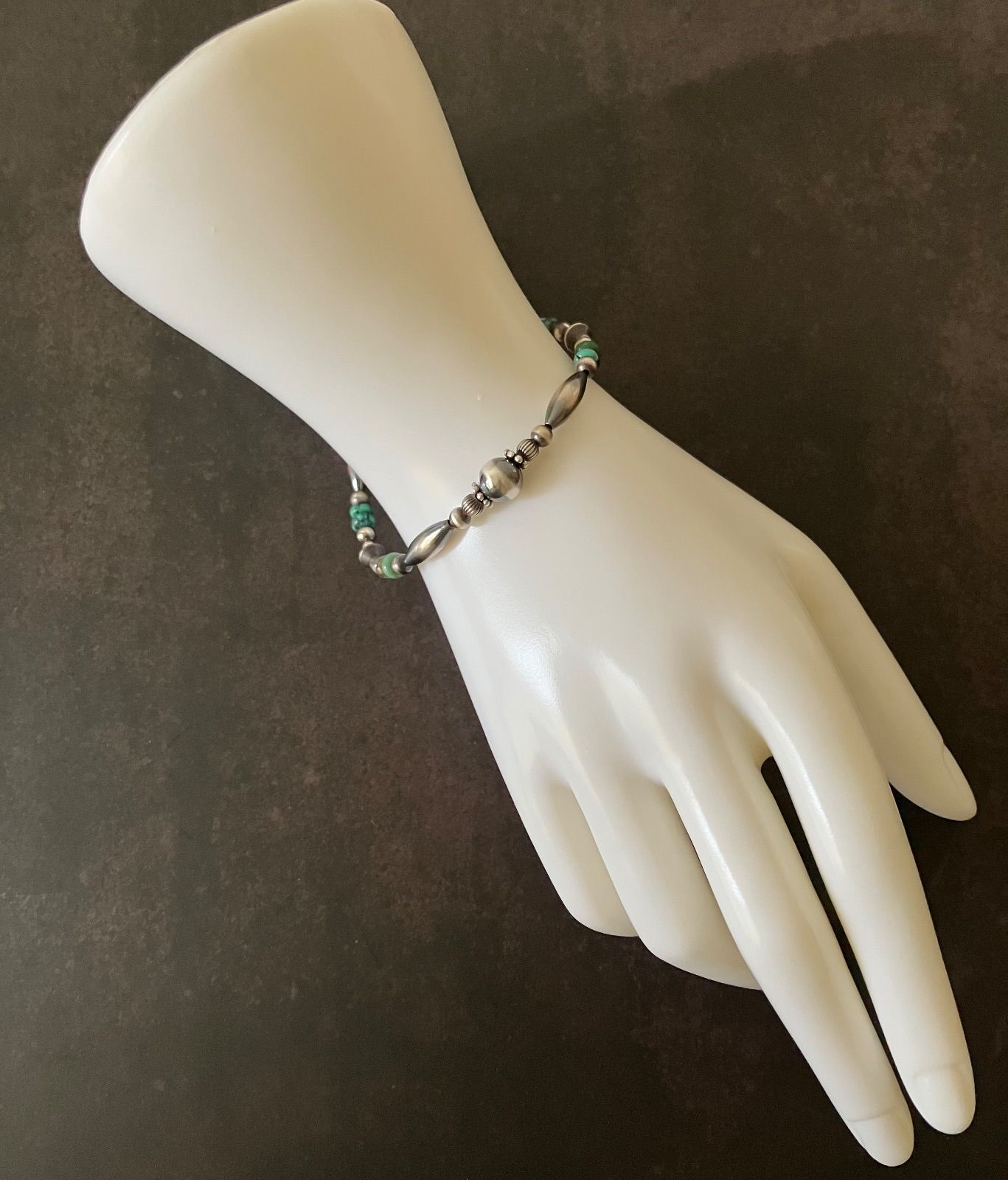 silver925ナバホパール×天然ターコイズのブレスレット19.5cmメンズlfcc-