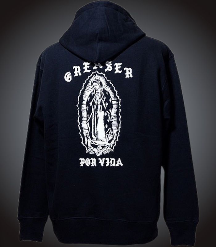 Greaser スウェットプルオーバーパーカー 12.7 oz 裏パイル地 POR VIDA ブラック 12 100円 内税