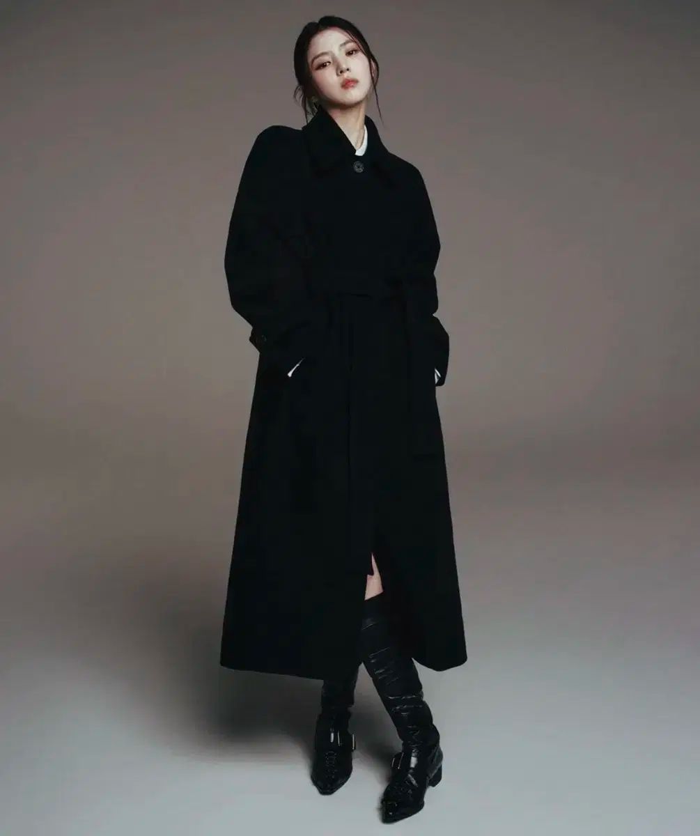 MUSINSA STANDARD ウィメンズ カシミアブレンド バルマカーン ローブ コート ブラック S