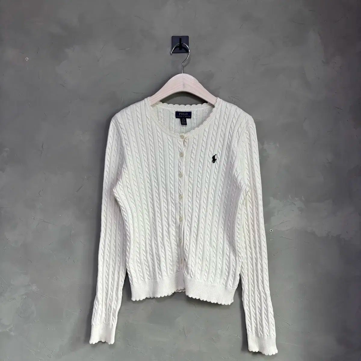 ポロラルフローレン ケーブル編み ニット カーディガン 白