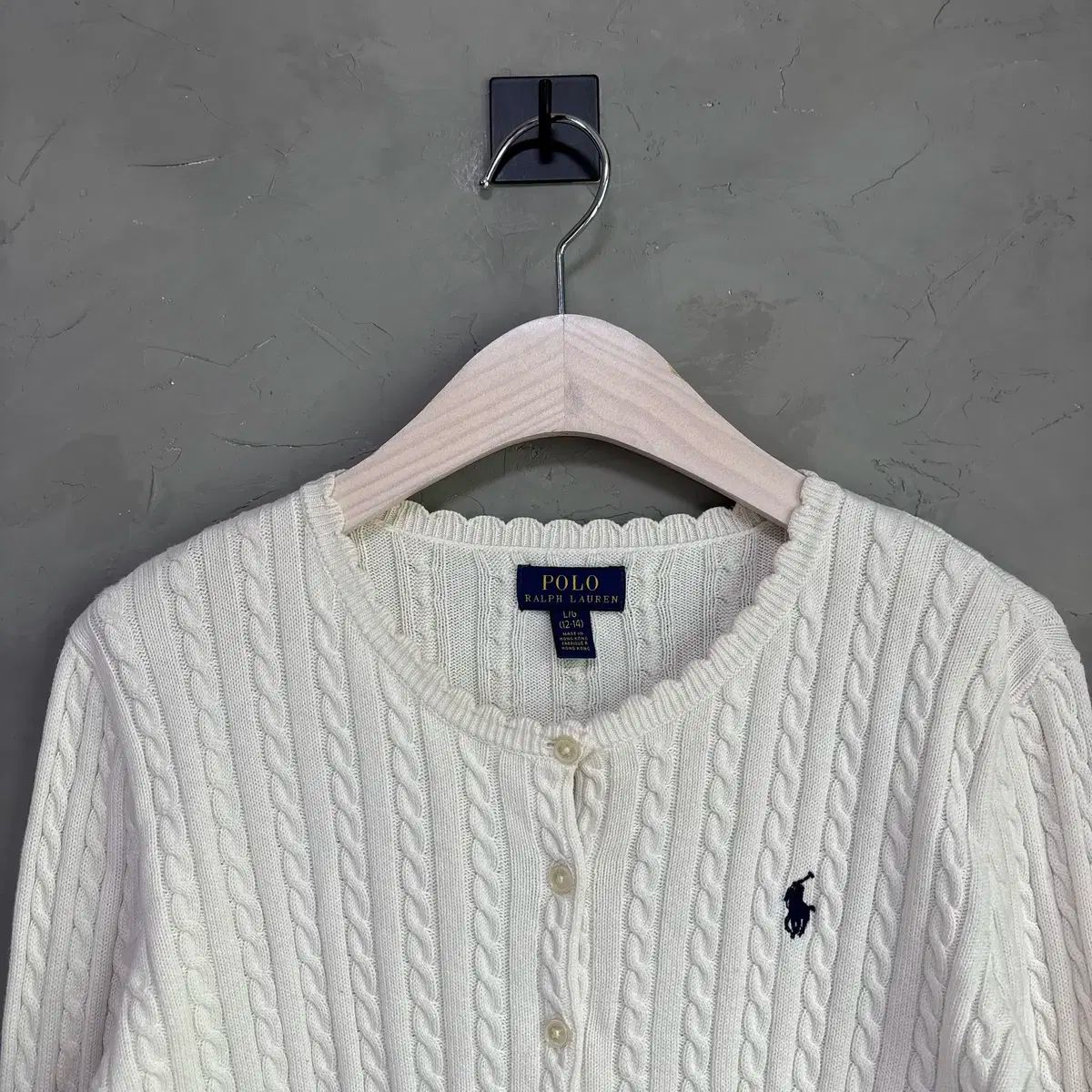 ポロラルフローレン ケーブル編み ニット カーディガン 白