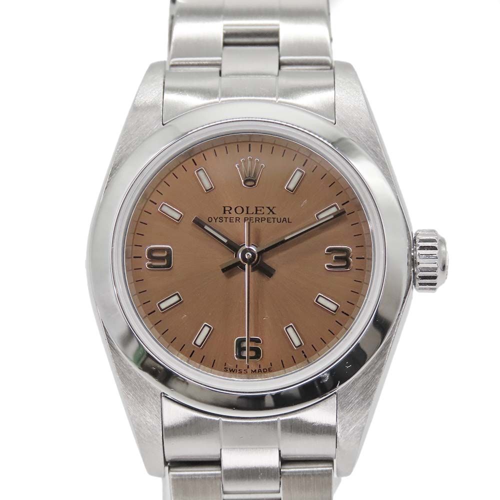 加工 ROLEX ロレックス 76080 オイスターパーペチュアル ピンク文字盤 K番 2001年製 自動巻 レディース腕時計 A2502098 無料ギフトラッピング承ります