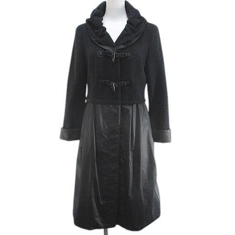 レラリック RES RALIQUE ダッフルコート ロング丈 9 灰系 ダークグレー トグルボタン 切替 裏地