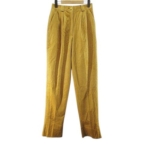 ダックス DAKS GOLF ゴルフウェア ロング丈 コーデュロイ テーパードパンツ M 黄系 マスタード 無地 ジップフライ タック