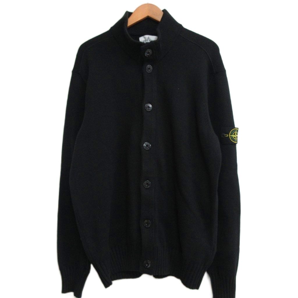 ストーンアイランド STONE ISLAND 23AW Black cardigan with logo 2WAY カーディガン 7Gニット コンパスロゴパッチ 腕章 黒 ブラック XLサイズ 7915556A2