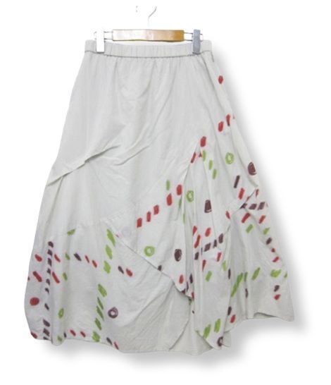 慈雨 ジウ JIU センソユニコ ロングスカート ウエストゴム 和柄刺繍 グレージュ Lサイズ40 春夏秋用 管理番号L29450SSA26-251102-503 510