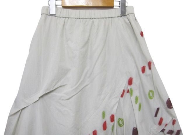 慈雨 ジウ JIU センソユニコ ロングスカート ウエストゴム 和柄刺繍 グレージュ Lサイズ40 春夏秋用 管理番号L29450SSA26-251102-503 510