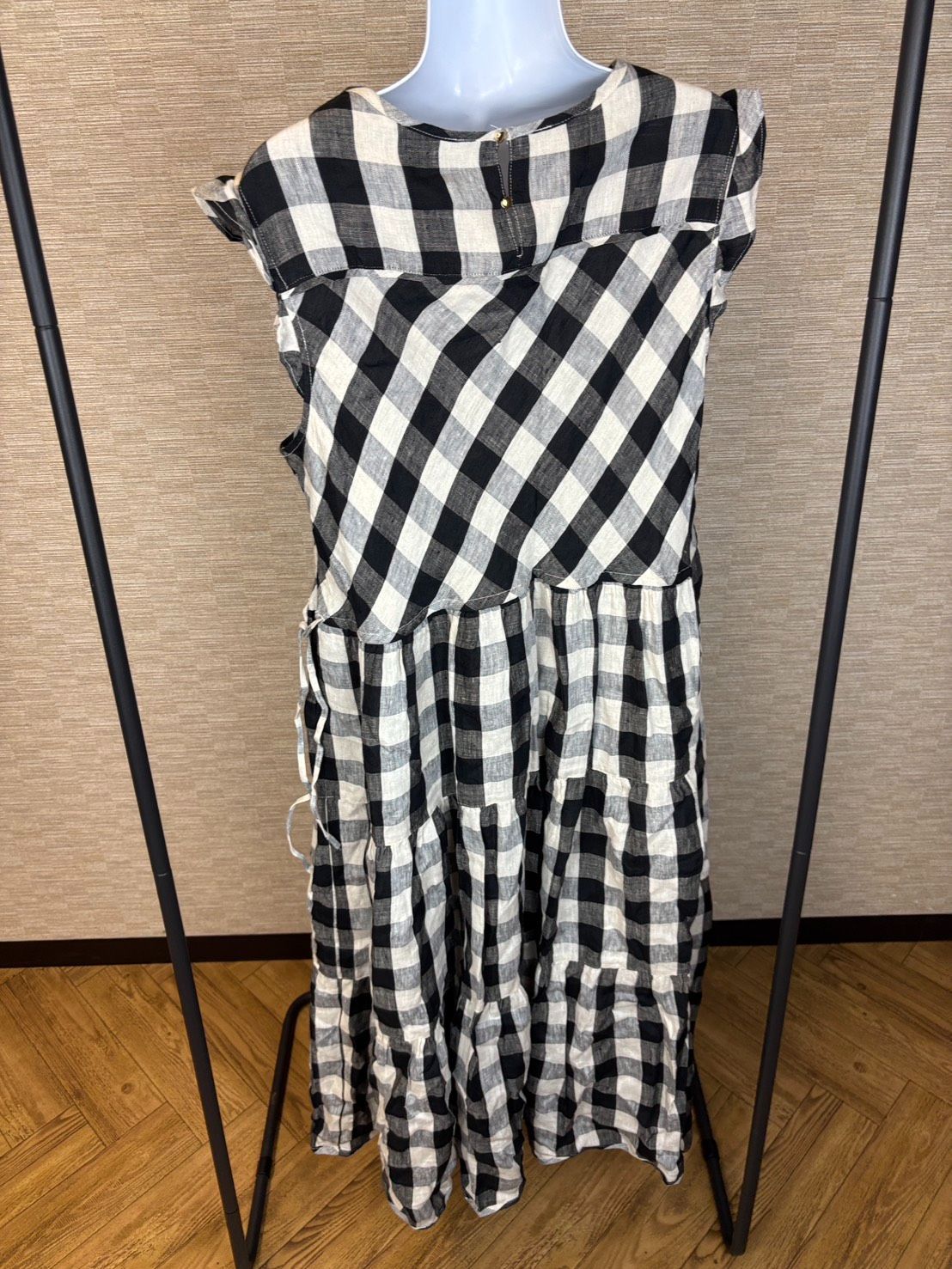 フランシュリッペ franche lippee ギンガムチェック ワンピース 3L FL5 リネン 麻 黒白