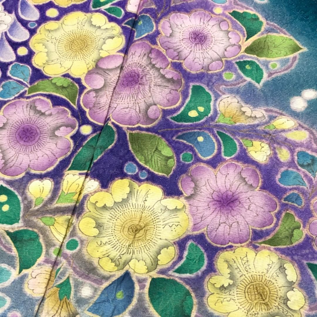 振袖 長襦袢半衿付 小寺義一 美しい辻が花絞り 金通し 藍鉄色 K-5455 振袖 長襦袢半衿付 小寺義一 美しい辻が花絞り 金通し 藍鉄色 K-5455