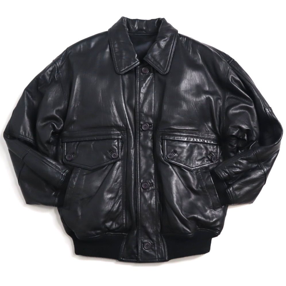 90s Leather Jacket ラムスキン レザージャケット A-2 黒 Vintage 80s 90s ヴィンテージ 羊革 ラムレザー シープスキン G1