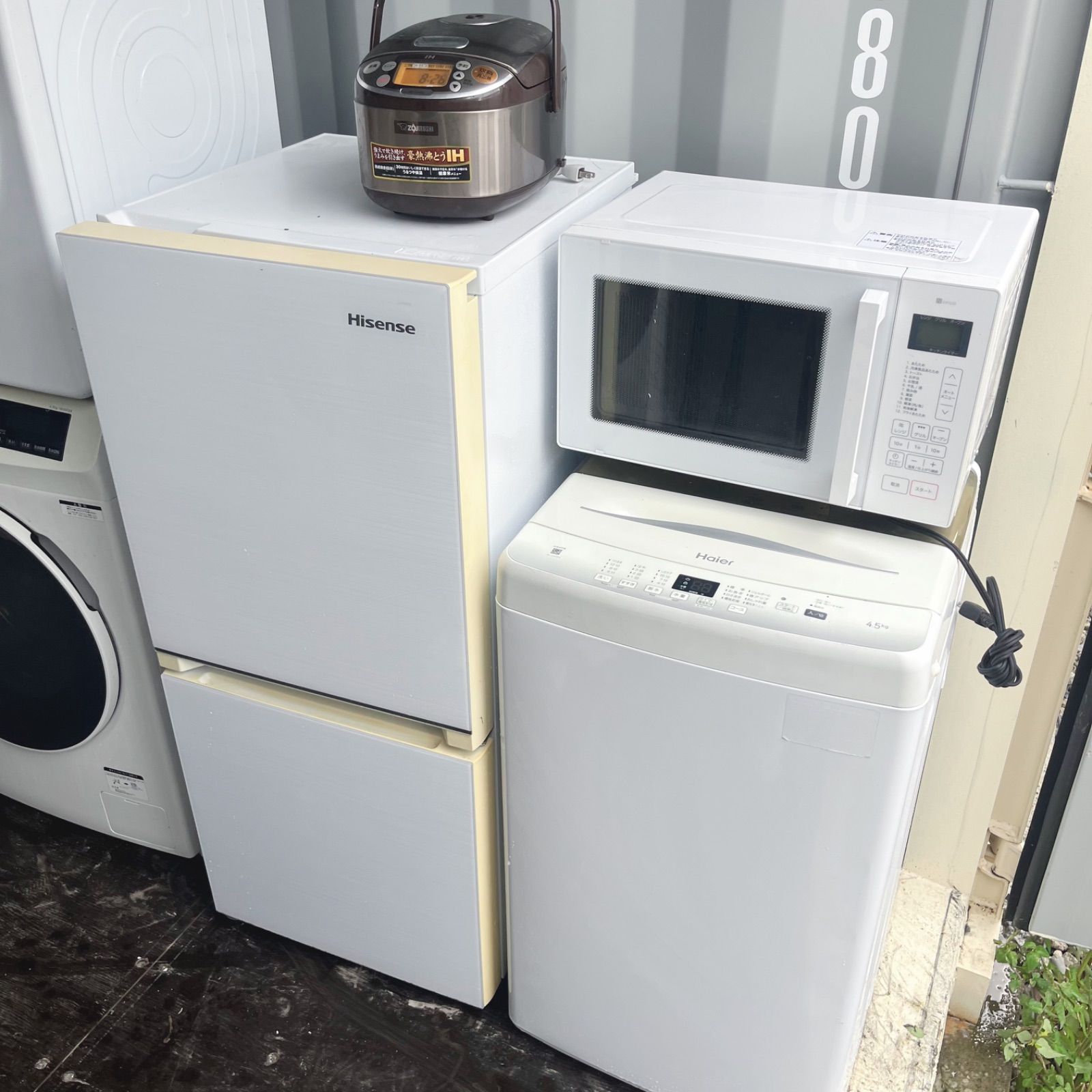 ホワイトガラスドア冷蔵庫洗濯機オーブンレンジ炊飯器