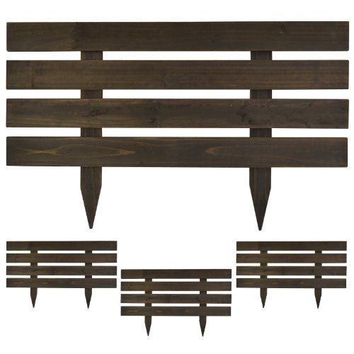ガーデンガーデン 天然木製 花壇フェンス ボーダーフェンス スティック レギュラーサイズ 4枚セット ダークブラウン 幅80cm×高さ49cm JSBF-8049-4P-DBR 8d055b21