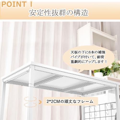 DEWEL 水槽台 棚 スタンド 白 ラック ウッドデコスタンド 三段式 中棚板高さ調整 フック付き 総耐荷重約120 kg 頑丈 スチール 錆びにくい シェルフ アジャスター付き 幅65 奥行き30 cm水槽用 ホワイト 649 a 867