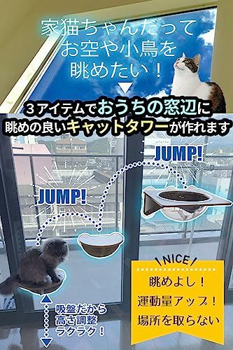 POOKIE 猫 窓 ハンモック スケルトン 窓ベッド ミニ ステップ キャットタワー 吸盤 取り付け 3点セット 9 f 7 d 1 cf 5