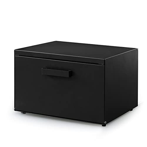ottostyle.jp ブレッドケース ブレッドボックス ブラック 前 上扉も開閉 食パン 食品 コーヒー 調味料 保存 収納ボックス トースターラック スチール製 アジャスター脚 シンプル おしゃれ d 5 e 206 bb