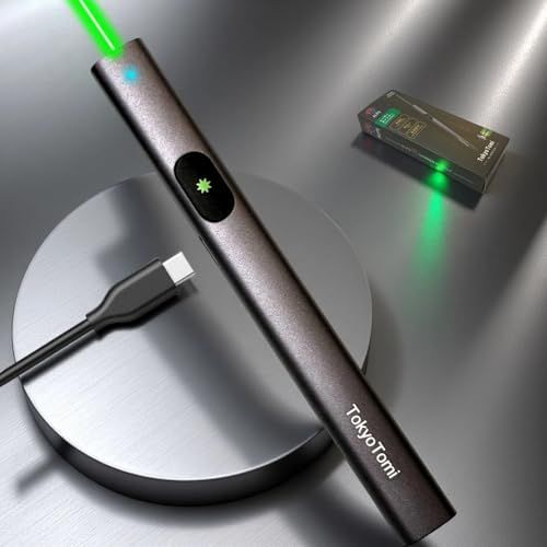 TokyoTomi 日本初 充電式 緑 レーザーポインター 8倍明るい高輝度 レーザークラス2 安全法規格PSC認証品 G 104 db 9 cb 45 e