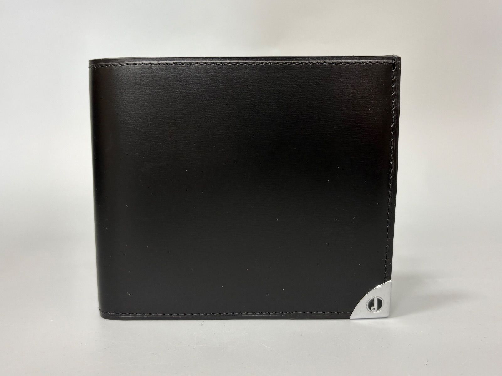 ダンヒル 二つ折り 財布 黒 WN 3010 A コンパクト 二つ折り財布 ブラック シルバー金具 革 カーフレザー