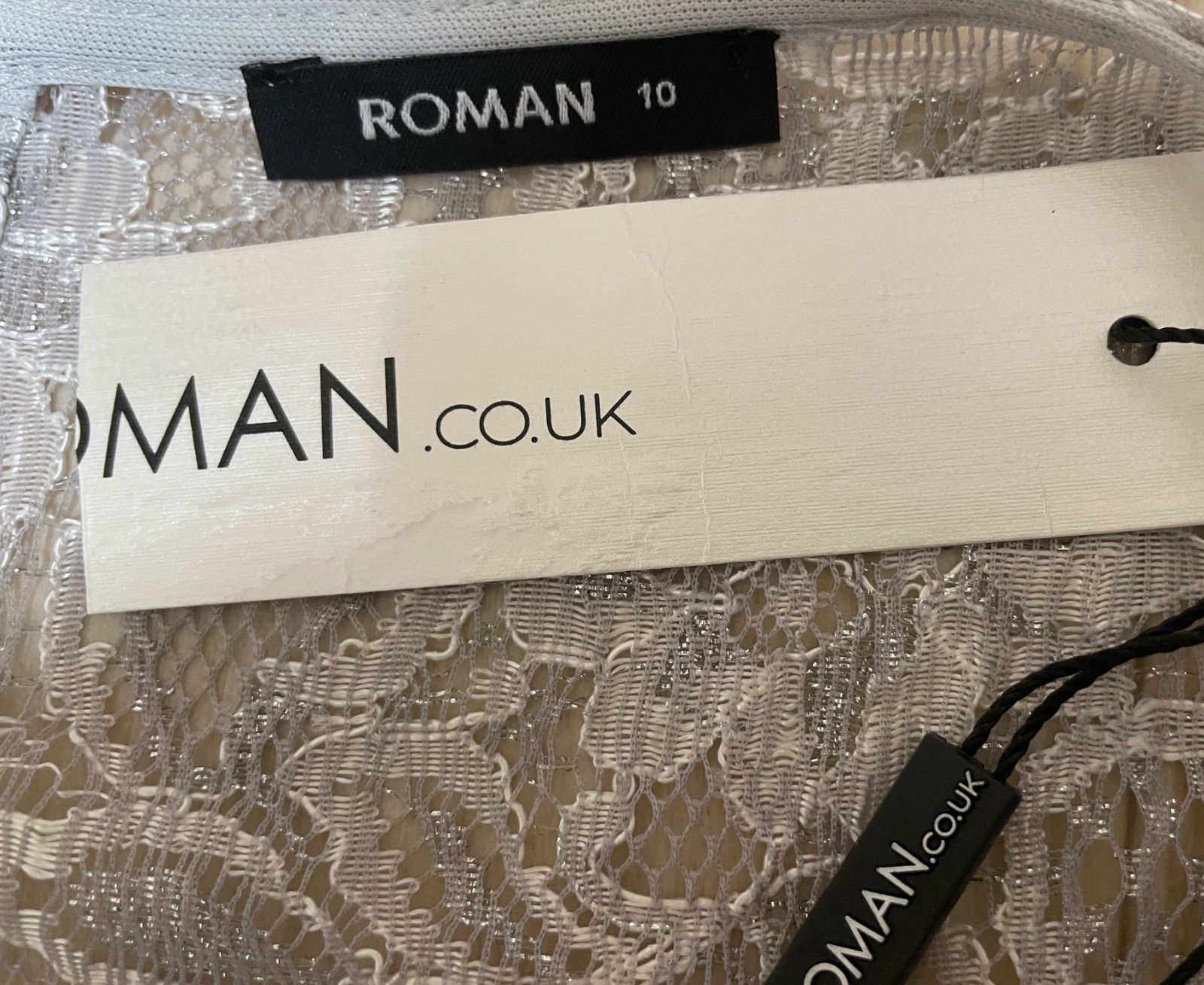 ROMANローマン 淡グレーお花柄スパンコールレースのシフォンアシメトリーフ