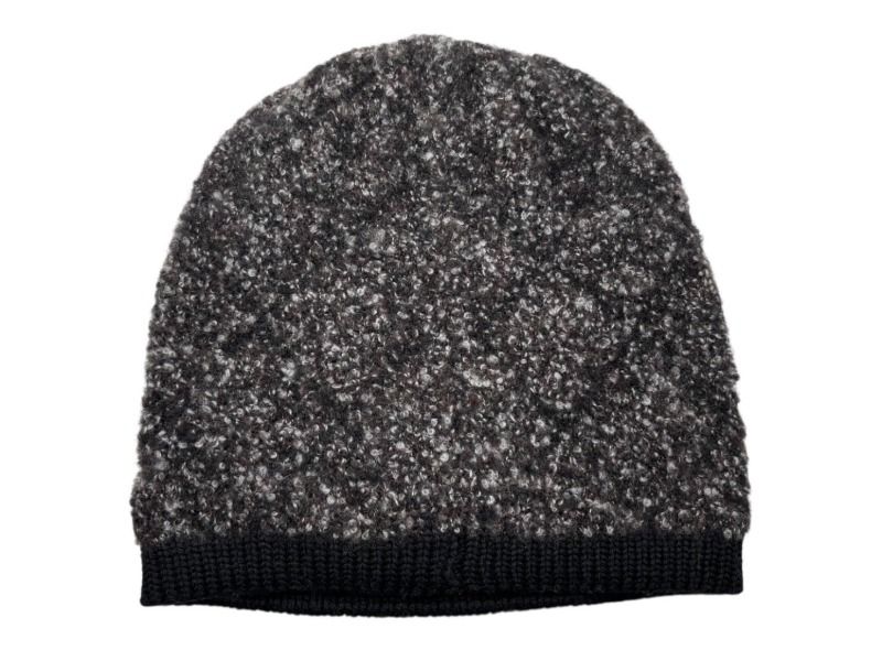 CHANEL シャネル ニットキャップ ビーニー ココマーク カシミヤ ウール シルク ブラック ブラウン グレー 4b008206