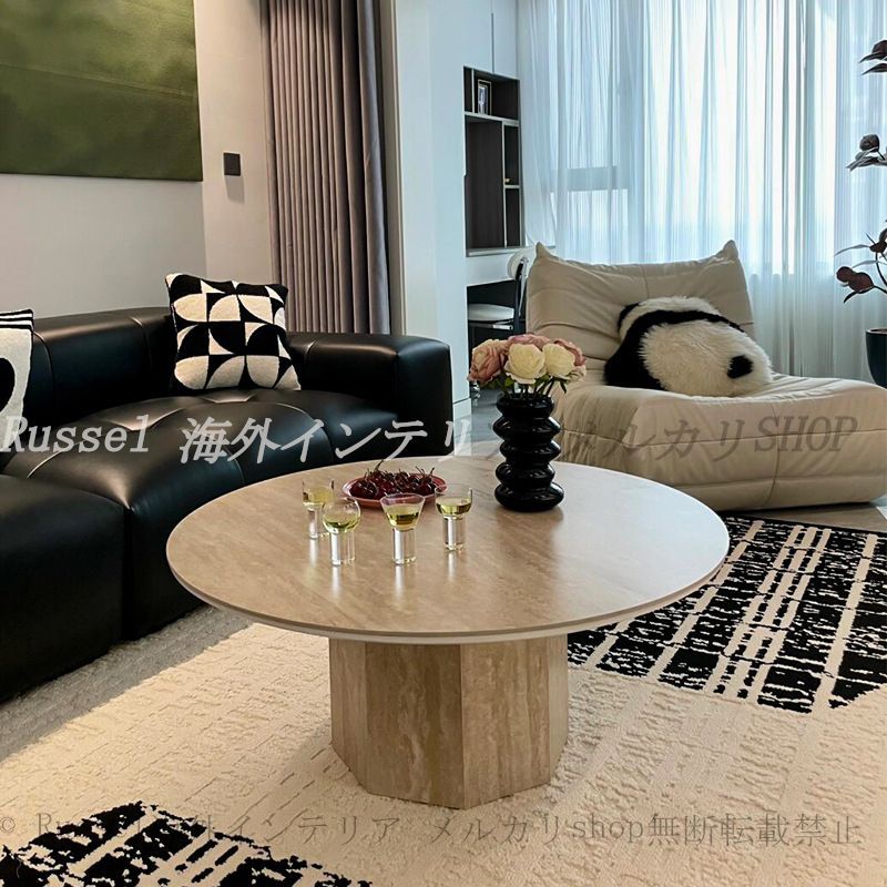 ローテーブル ラグジュアリー 大理石調 円形 おしゃれ かわいい インテリア 北欧 ラウンド テーブル デザイン センター テーブル