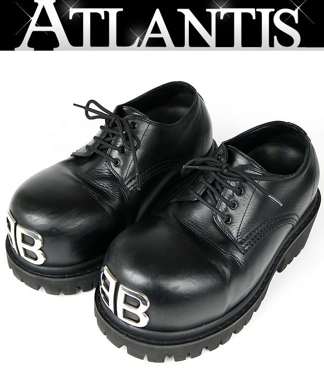 BALENCIAGA 銀座店 バレンシアガ Stomper ダービー シューズ ソフトブルスキン メンズ size 40 黒 100895