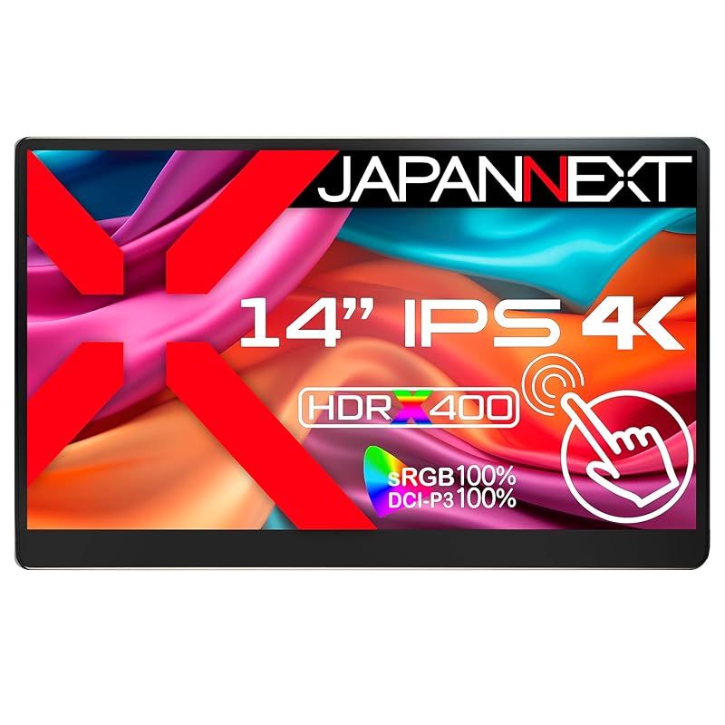 JAPANNEXT 14インチ モバイルモニター IPS パネル 4K UHD 3840x2160解像度 スマートケース付き Type C PC対応 スピーカー内蔵 sRGB 非光沢 JN-MD-IPS140UHDR-T 1