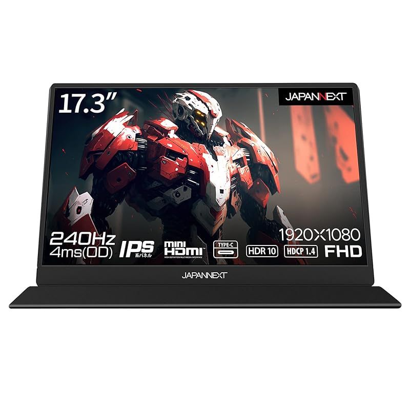 JAPANNEXT 17.3インチ モバイルモニター IPS パネル フルHD 1920x1080解像度 スマートケース付き Type C MAC PC対応 スピーカー内蔵 非光沢 Switch JN-MD-173GT240FHDR 1