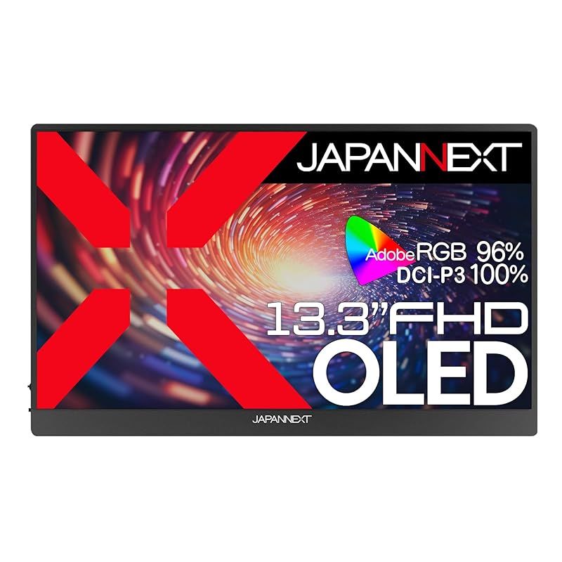 JAPANNEXT 13.3インチ モバイルモニター OLED パネル フルHD 1920x1080解像度 スマートケース付き USB Type C miniHDMI PC対応 スピーカー内蔵 sRGB 光沢 JN-MD-OLED133 0